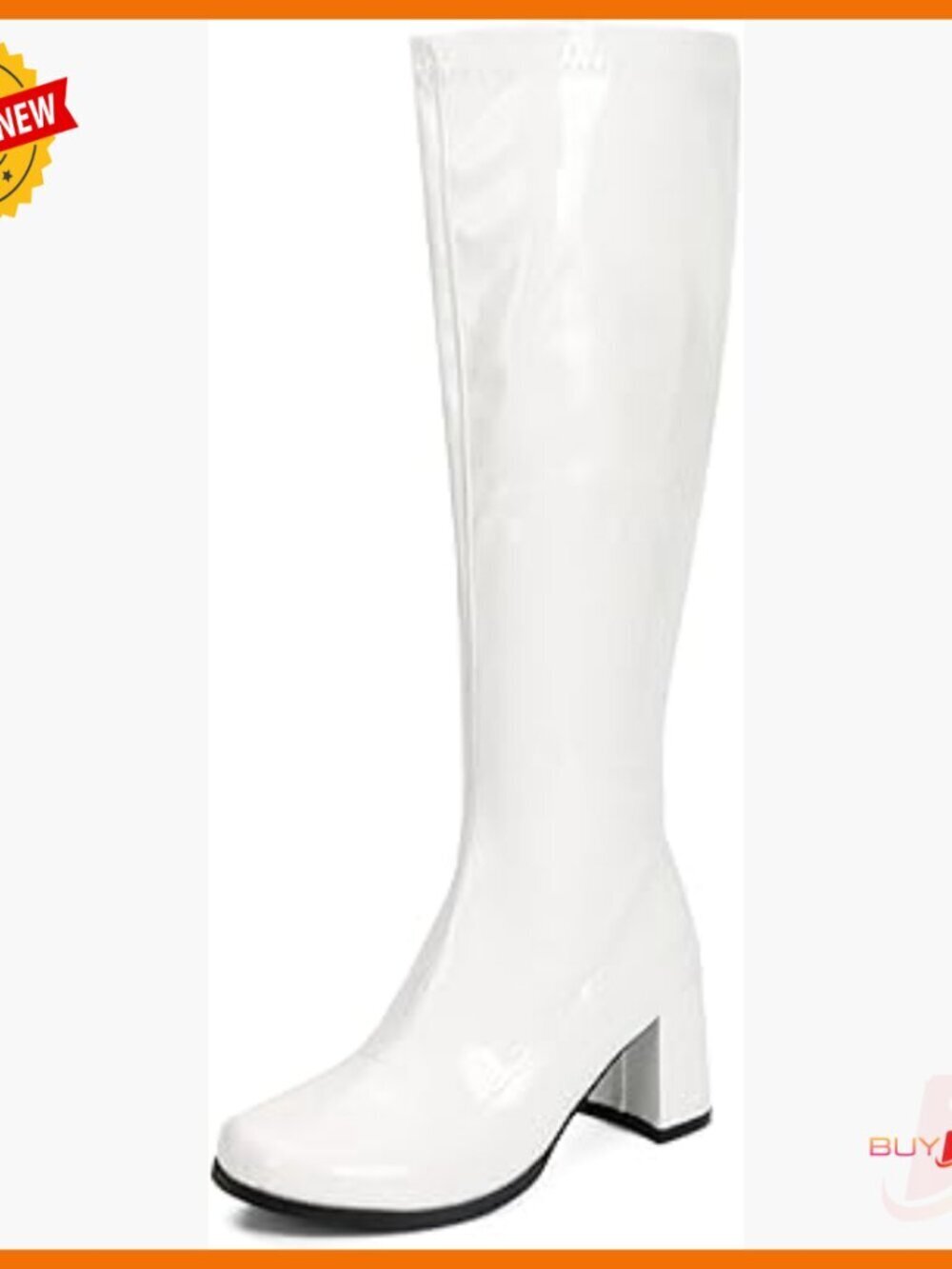 Women's Knee High Chunky Heel Square Toe Disco Boots 60s 70s Costume